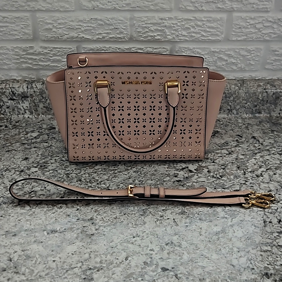 Michael Kors Selma Perforated Leather Medium Satchel Bag